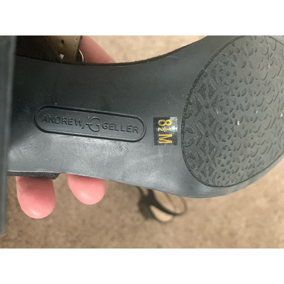 Andrew Geller "Fayer" Strappy Snake Print 3.5 Block Heel Womens Size 8.5M Heel - Picture 9 of 10